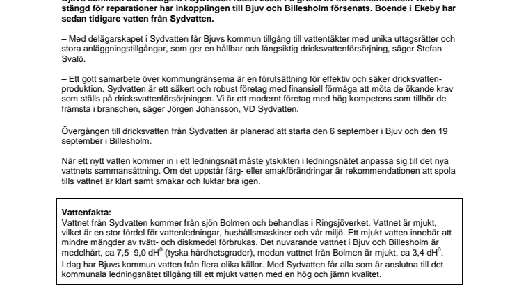 Nu är det dags för Bjuv och Billesholm att få vatten från Sydvatten