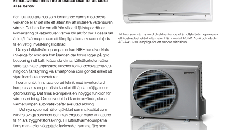 Luftburen värme med unika funktioner