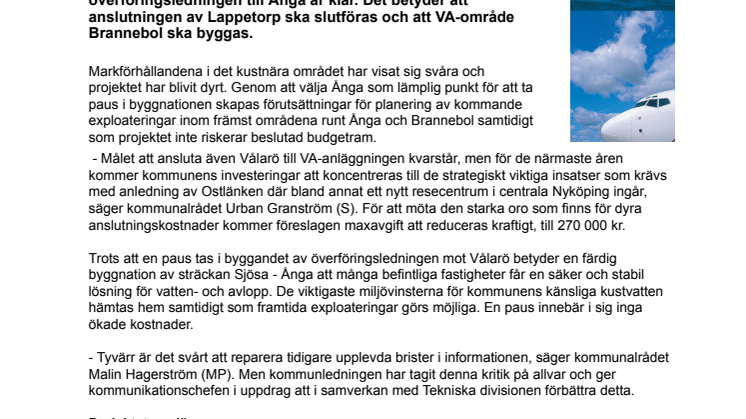 Paus för kustledningen efter Ånga