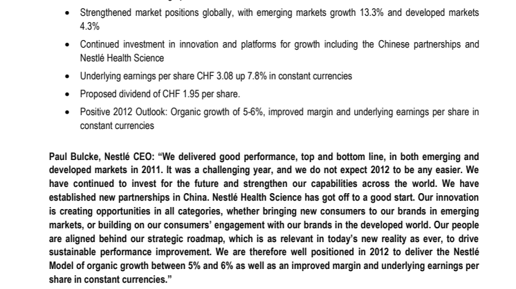 Paul Bulcke, CEO, announces Full-Year Results 2011
