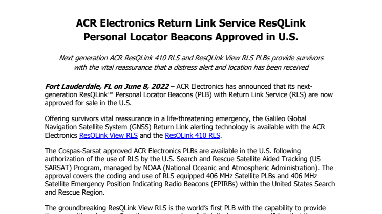 June 8th 2022 - ACR RLS ResQLink PLBs Approved in U.S..pdf