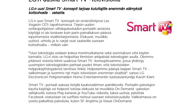 Suurempia elämyksiä kotisohvalla LG:n uusilla Smart TV -televisioilla