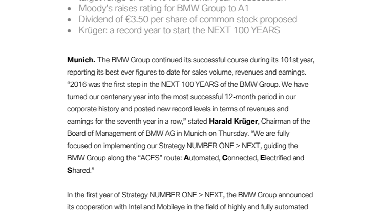 Record year 2016 for BMW Group