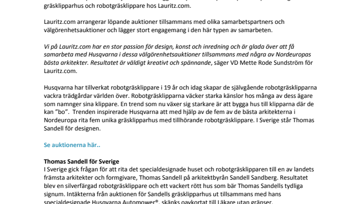 Arkitektritade gräsklipparhus & dess robotgräsklippare på auktion hos Lauritz.com