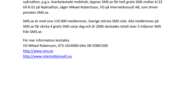 Skicka gratis SMS på nyårsafton