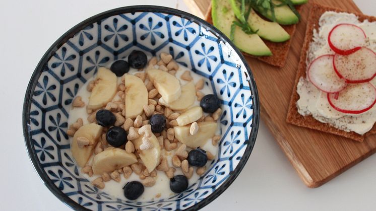 Mättande kvarg med banan, blåbär och Betavivo