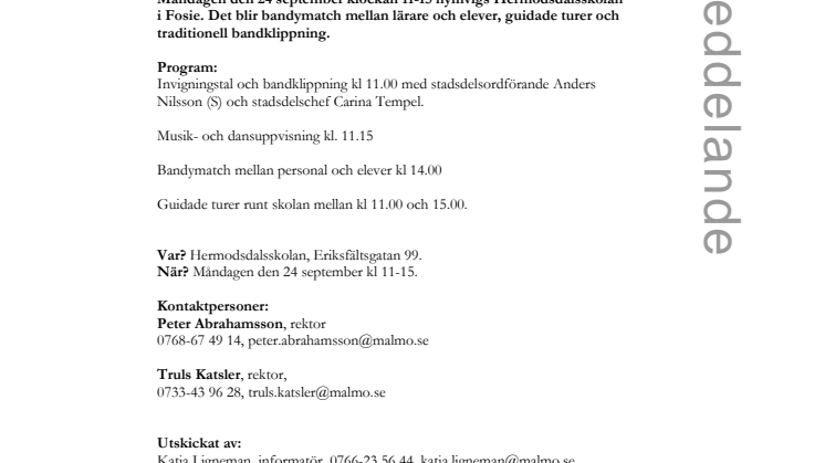 Hermodsdalsskolan i Fosie nyinvigs