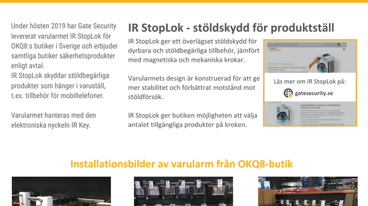 PDF: Gate Security tecknar avtal med OKQ8 för stöldsäkring av tillbehör till mobiltelefoner