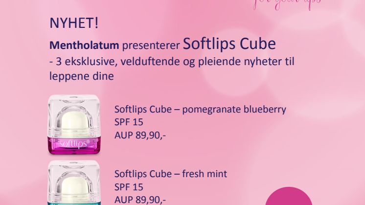 NYHET fra Mentholatum! Softlips Cube