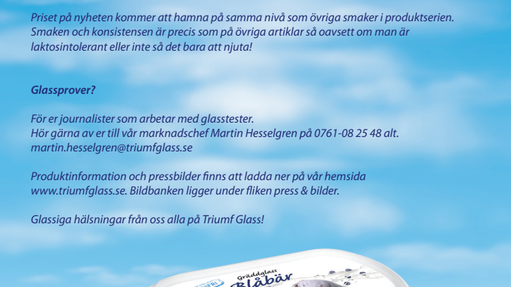 Triumf Glass lanserar laktosfri blåbärsgräddglass!