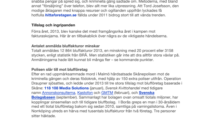 Bluffakturor 2013 - en sammanfattning