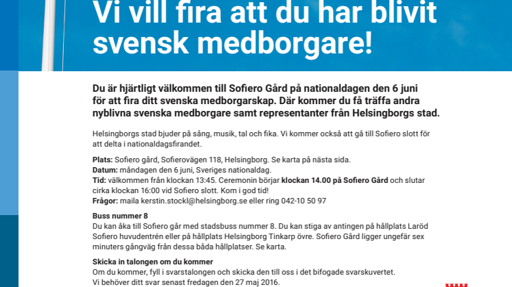 ​Vi välkomnar Helsingborgs nyblivna svenska medborgare