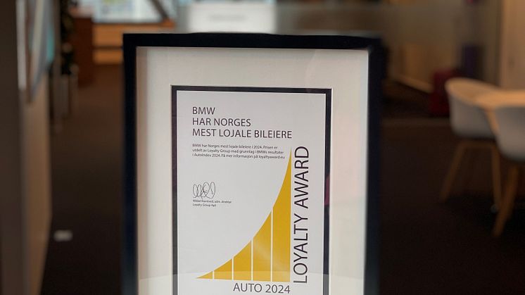 BMW Group Norway AutoIndex Loyalty Award 2024-diploma