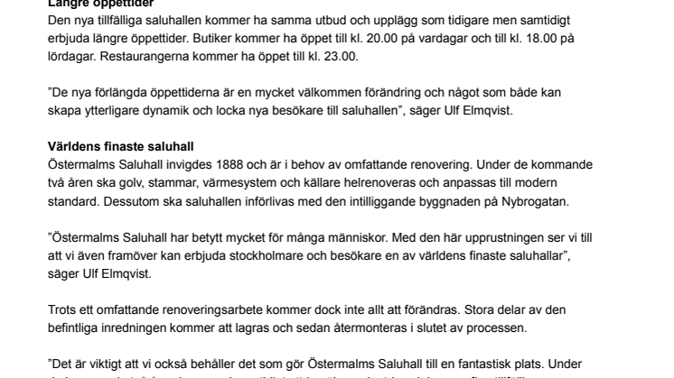 Invigning av nya tillfälliga saluhallen på Östermalmstorg!