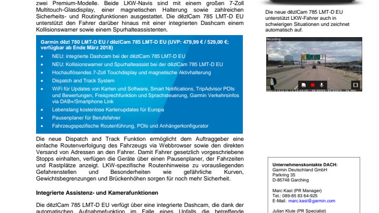 Zuverlässige LKW-Beifahrer: Garmin dēzl 780 LMT-D EU und dēzlCam 785 LMT-D EU