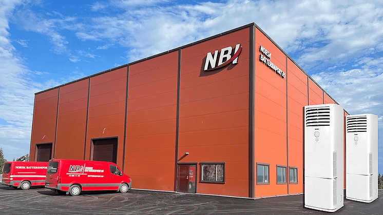 Animair Sigma Tower industrivarmepumper gir et behagelig inneklima for Norsk Batteriimport på Malvik i Trøndelag. 