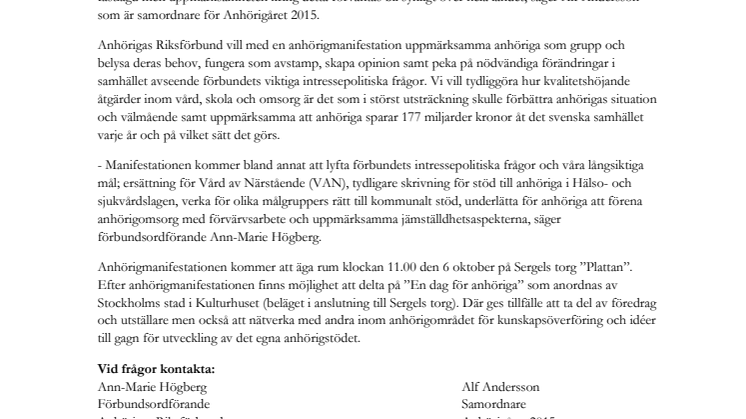 Anhörigmanifestation på Sergels torg den 6 oktober