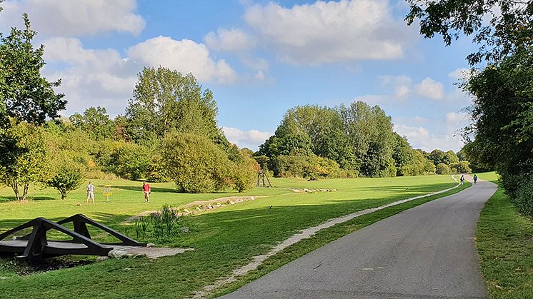 Discgolfspelare på Sankt Hans backar