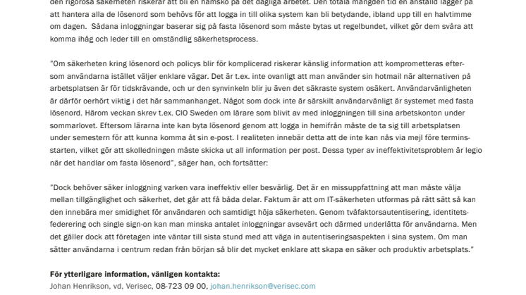 Krånglig IT-säkerhet ett stort säkerhetsproblem