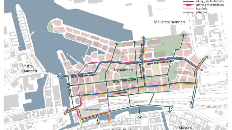Planområdet börjar strax norr om Centralstationen och sträcker sig fram till Frihamnen i norr och Västkustvägen i öster. 
