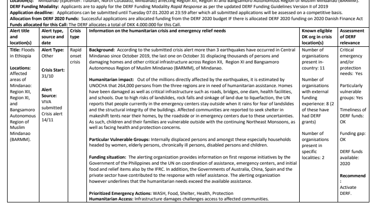 19-026-RO Earthquakes in Mindanao- Call for Applications