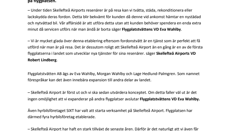 Nya etableringar på Skellefteå Airport