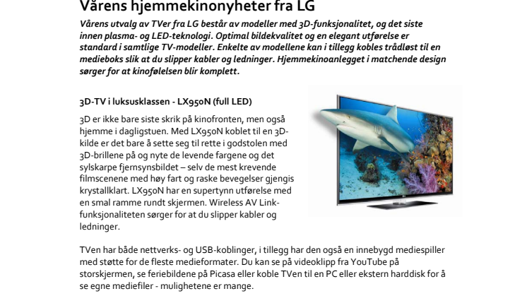 Vårens hjemmekinonyheter fra LG 