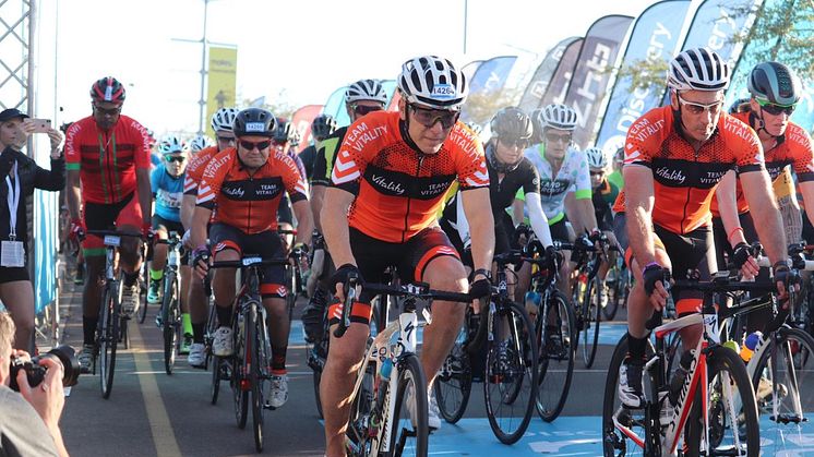 Participants at the start of the Discovery 947 Ride Joburg