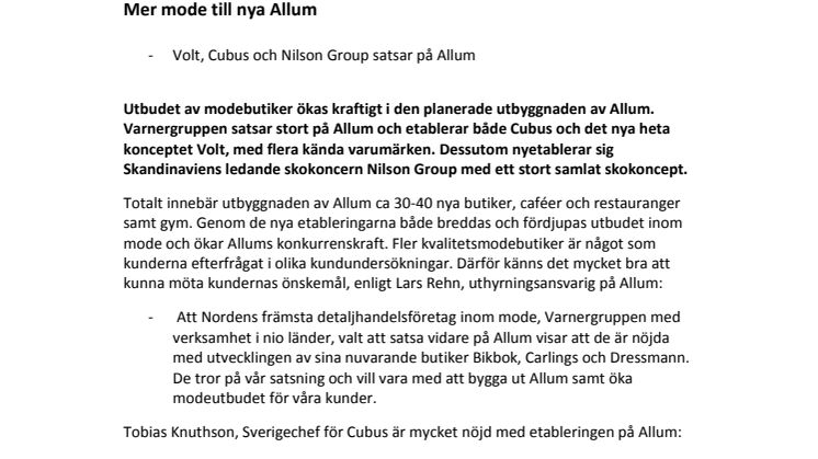 Mer mode till nya Allum