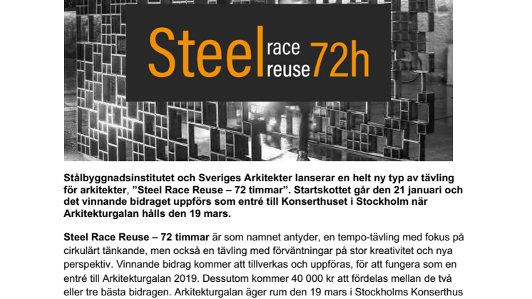 72-timmarstävling om entré till  Arkitekturgalan i Konserthuset