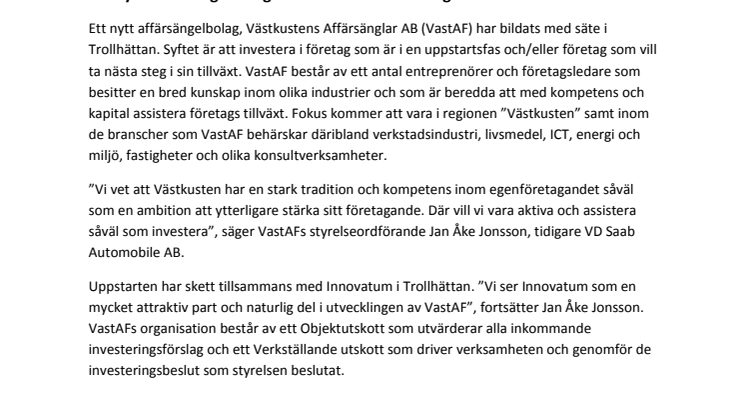 Jan Åke Jonsson är en av grundarna till Västkustens Affärsänglar 