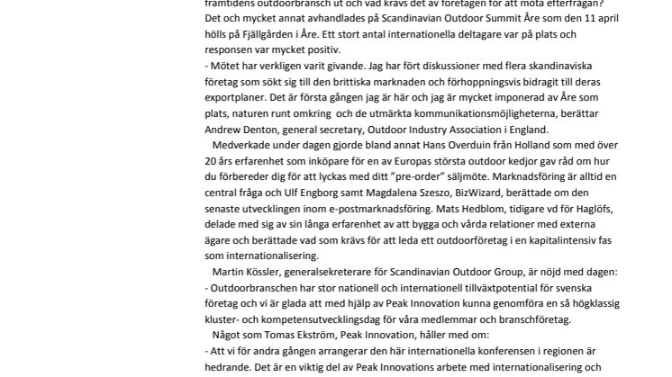 Överväldigande respons från utländska besökare på outdoorkonferens i Åre
