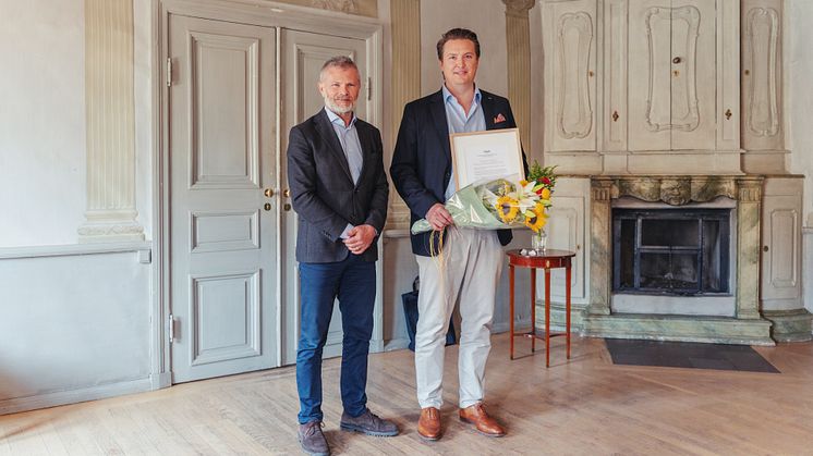 Higabs vd Per-Henrik Hartmann, till vänster, tillsammans med Tommy Fehrm, vd på Tegelfogen.