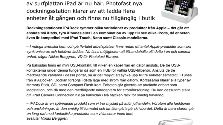 Nu lanseras den ultimata iPad/iPhone samt iPod-dockan på den svenska marknaden