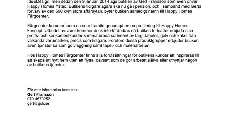 Färgcenter i Skurup blir Happy Homes-butik