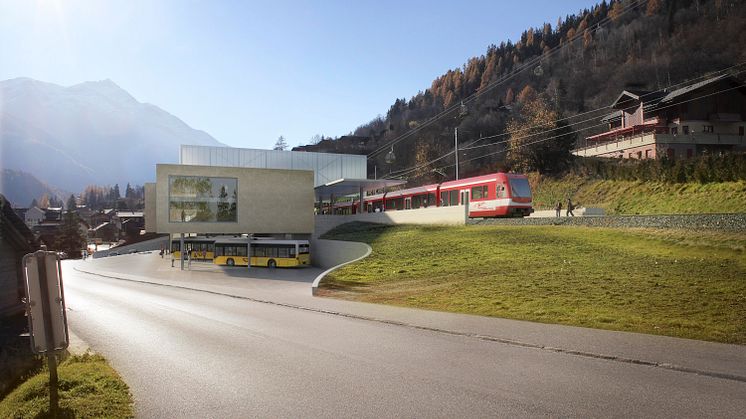 Visualisierung des neuen ÖV-Hub in Fiesch