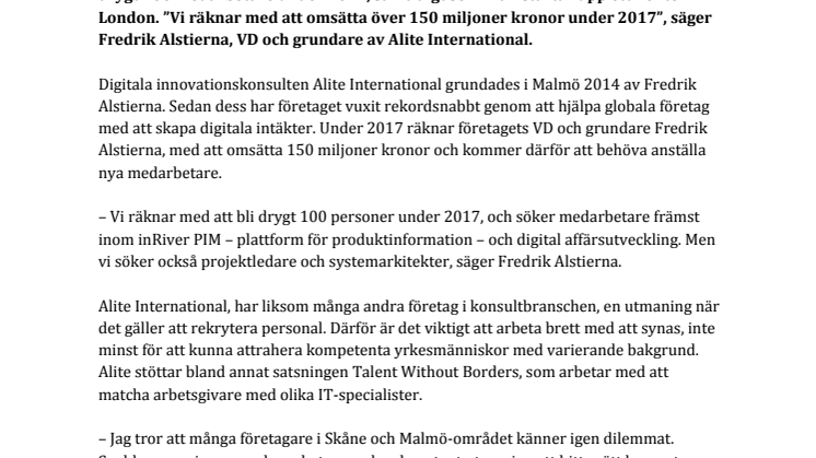 Alite International växer och storsatsar på nya marknader i Europa: ”Vi räknar med att omsätta över 150 miljoner kronor under 2017”