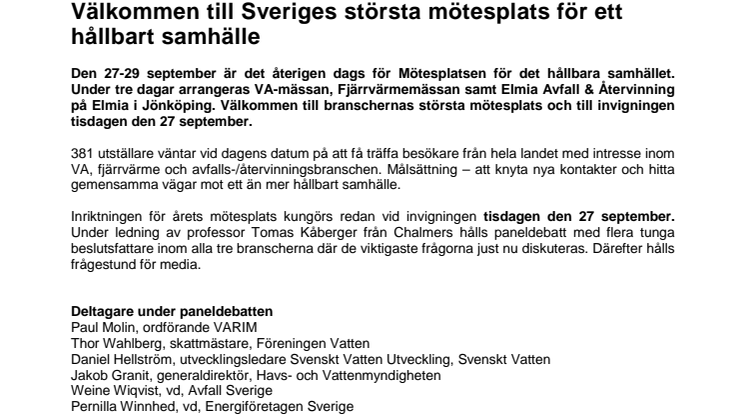 Pressinbjudan: Välkommen till Sveriges största mötesplats för ett hållbart samhälle