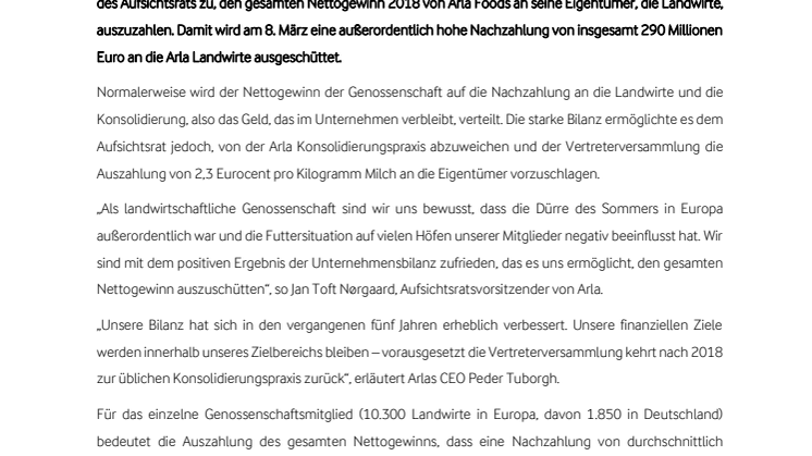 Landwirte stimmen der Auszahlung von 290 Millionen Euro zu
