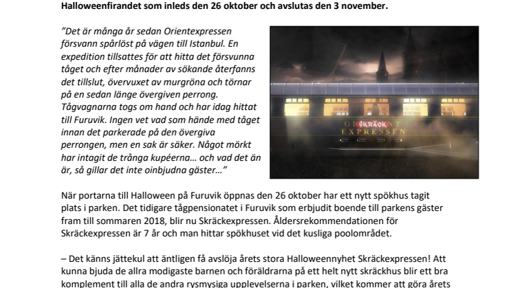 Skräckexpressen - nytt spökhus under Halloween på Furuvik