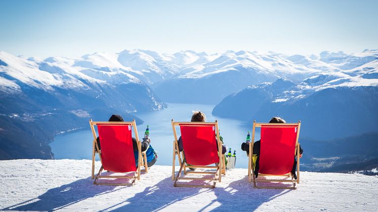 Enjoying the view from Strandafjellet mountain. Photo Haavard Myklebust