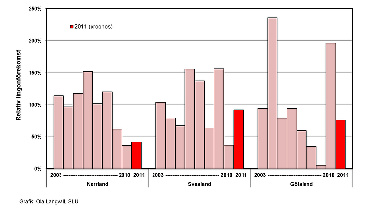Färre lingon i Norrland