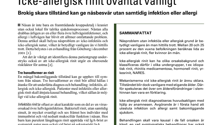 Referens Läkartidningen Rinnsnuva