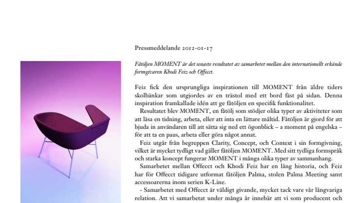 MOMENT – en fåtölj för funktionella ögonblick