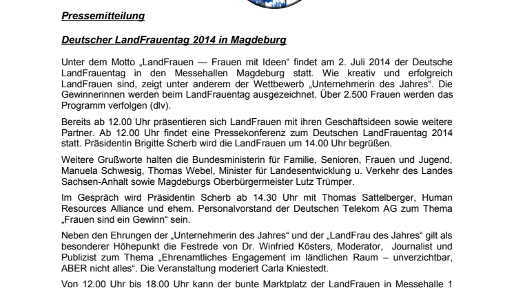 Deutscher LandFrauentag 2014 in Magdeburg - zu Gast in Sachsen-Anhalt