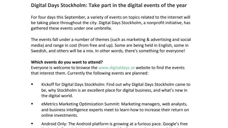 Digital Days Stockholm: Take part in the digital events of the year 