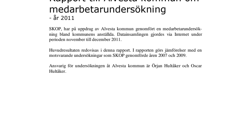 Medarbetarundersökning Alvesta kommun 2011