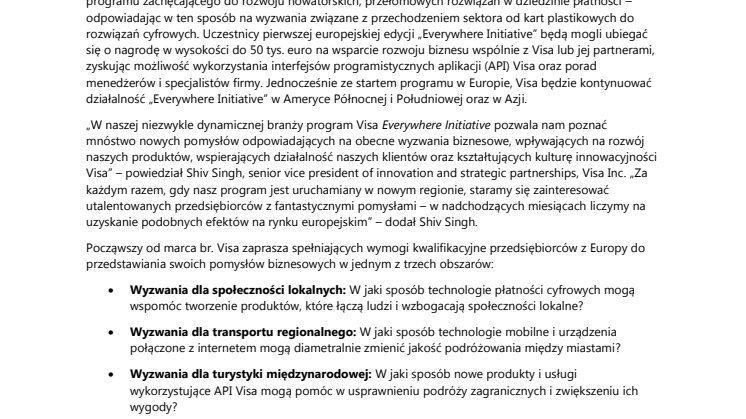 Visa uruchamia w Europie program „Everywhere Initiative” 