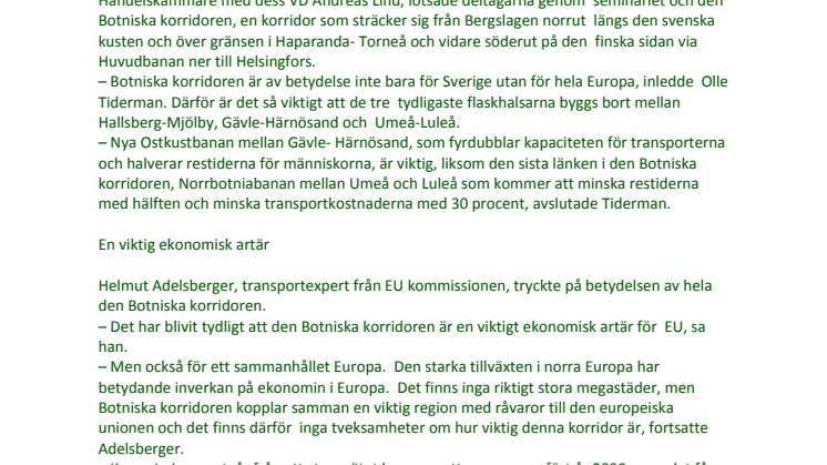 Botniska korridoren – en ekonomisk pulsåder för Europa