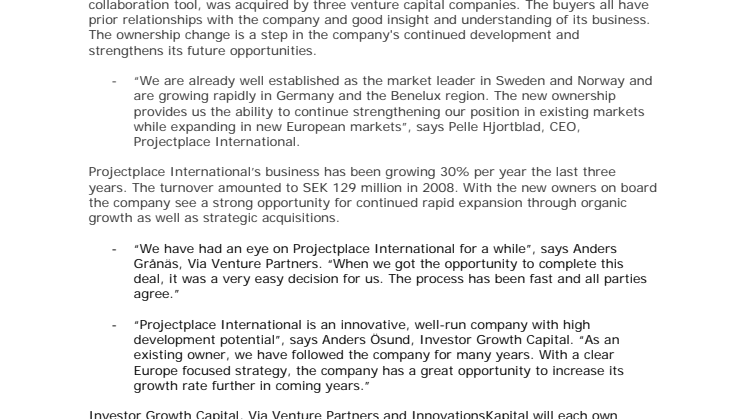 Projectplace’s new owners reinforces European strategy 